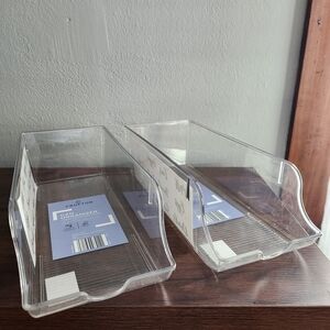 Set Of 2 Clear Plastic Storage Bins